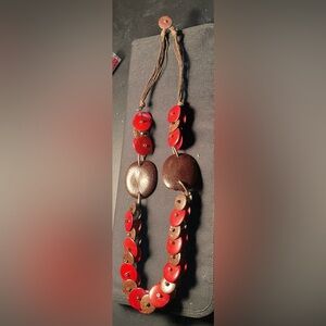 Lulu-B Red and Brown Statement Necklace